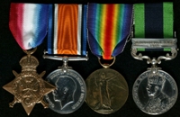 J. Bardsley : (L to R) 1914 Star; British War Medal; Allied Victory Medal; India General Service Medal with clasp 'Afghanistan N.W.F. 1919'