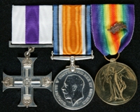 Arthur Aloysius Carberry : (L to R) Military Cross; British War Medal; Allied Victory Medal with 'Mentioned in Despatches' oak leaf