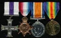 William Ernest James Hall : (L to R) Military Cross; 1914-15 Star; British War Medal; Allied Victory Medal